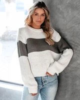 women patchwork sweater long sleeve tops holiday pullover female casual stylish clothing 2021 autumn winter boho jumper knitwear