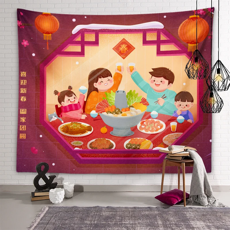 Новогодний гобелен в китайском стиле праздничное украшение на новый год