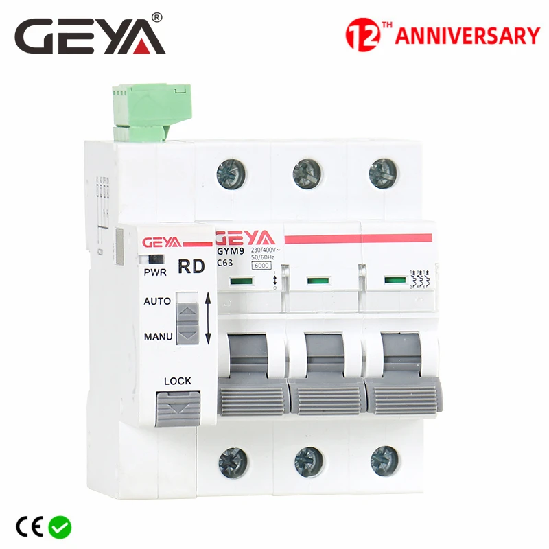 

GEYA Din Rail GYM9 3P MCB with Autoreclose Device Automatic Reset Circuit Breaker Smart Home 63A MCB Auto Recloser