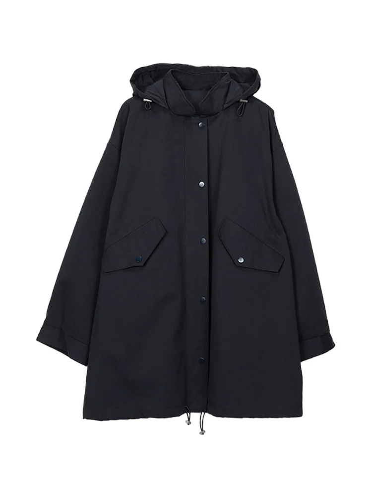 Корейская темно-синяя куртка с капюшоном на день памяти женская осенне-зимняя