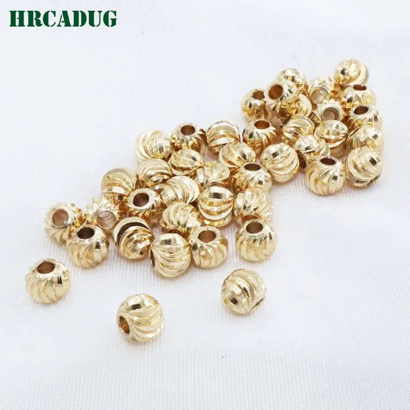 18K Gold Plated Cut Watermelon Bead Beaded Bracelet Necklace Material For DIY Jewelry Making Supplies Separate Bulk Spacer Beads