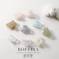 korean version of the new summer jelly color frosted 4cm rectangular hollow broken hair clip ladies headwear