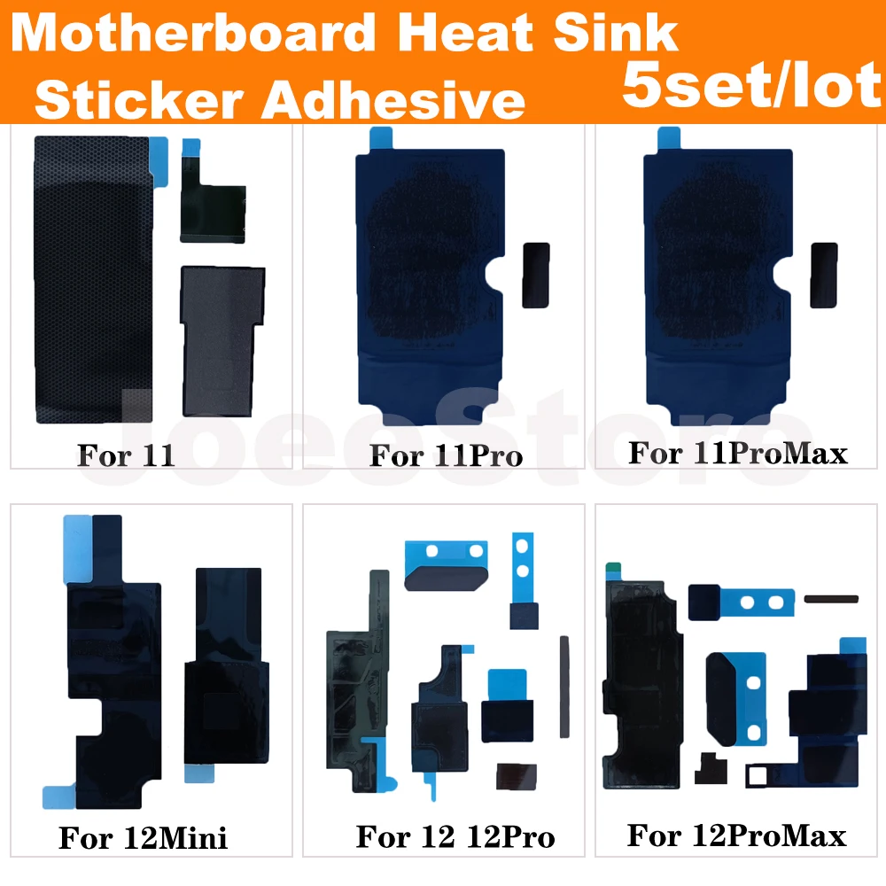 

JoeeStore 5set Heat Sink Sticker for iPhone 7 6 6S 8 Plus X XS 11 12 Max XR Anti-Static Logic Board Dissipation Cooling Adhesive