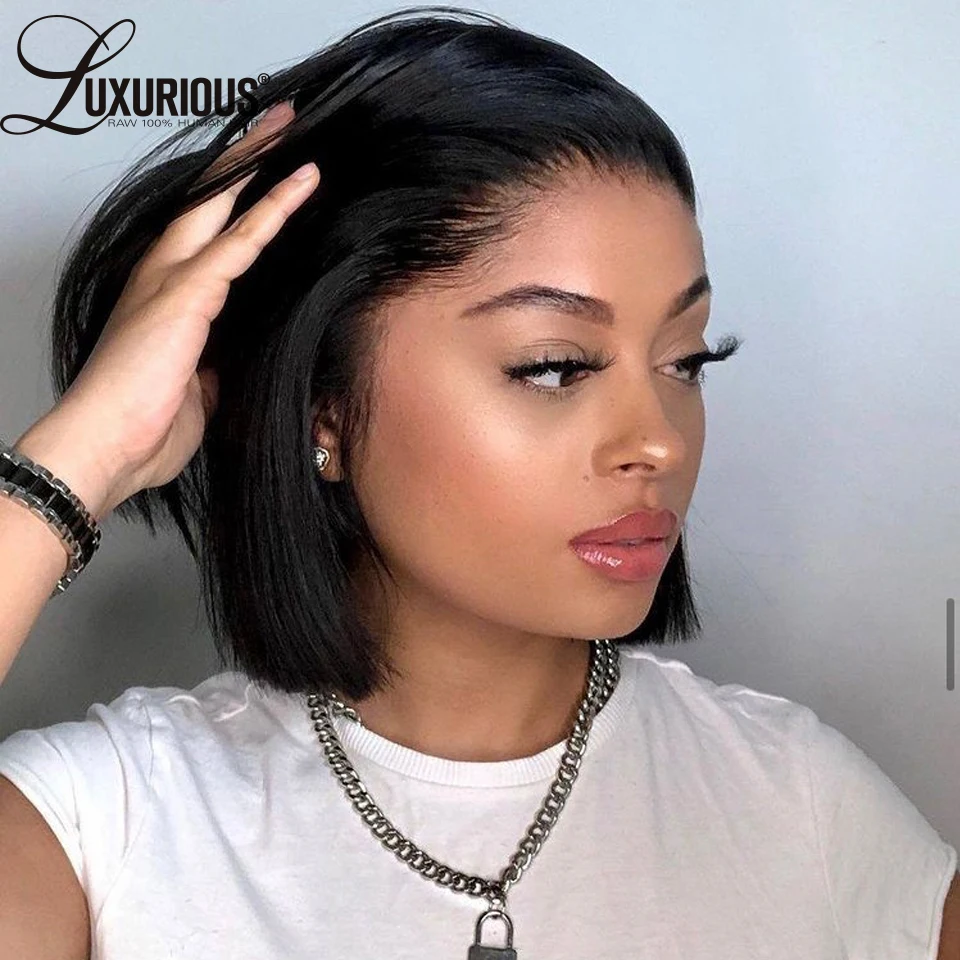 

Natural black Bob 13x4 Part Lace Human Hair Wigs For Women 150 Density Straight Brazilian Remy Hair Wig Short Bob Lace Wigs