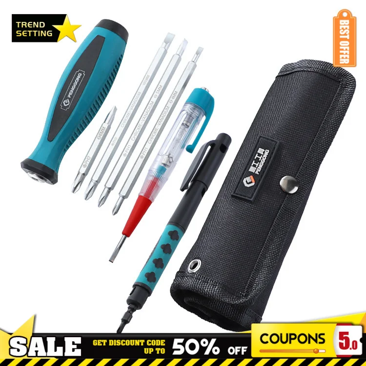 

Realmote 7/10 pcs Manual Screwdriver Set Chrome-vanadium Steel Household Maintenance Screw Driver Multifunction Combination Tool