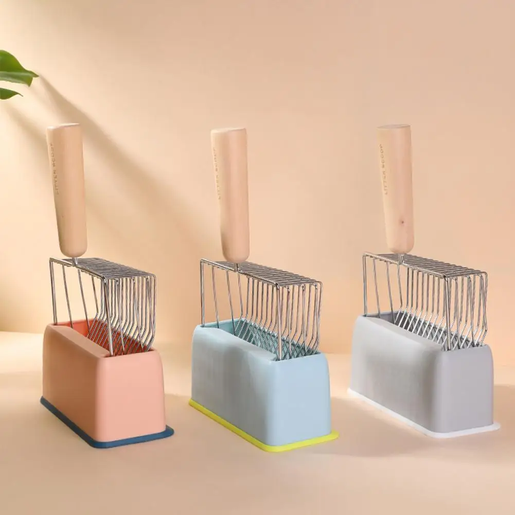 

Cat Metal Litter Shovel Large Capacity Litter Scoop Pet Cleaning Supplies With Comfortable Wooden Handle
