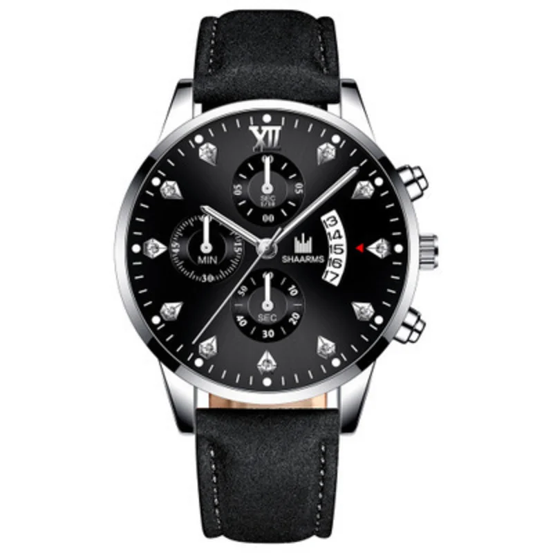 

Quartz Watches For Men's Leather Strap Calendar Diamond Fashion Trendy Simple Business Casual Men's Watches