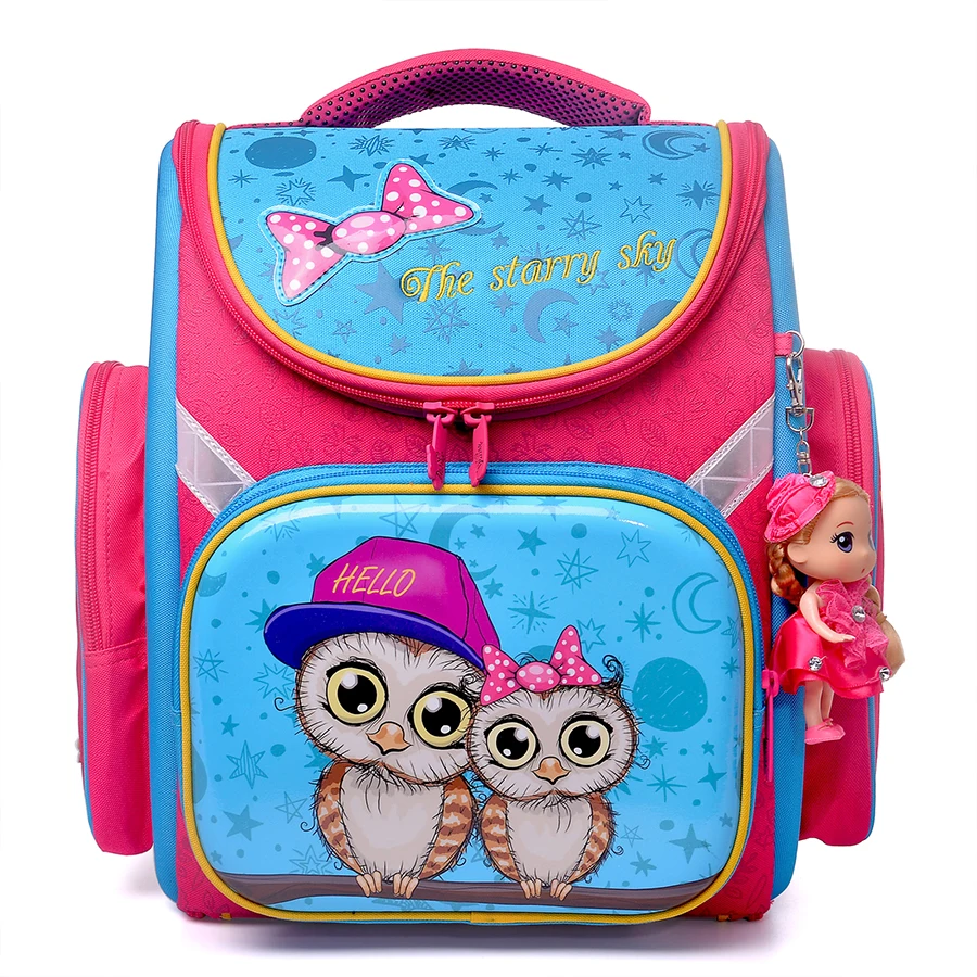 

Delune Grade 1-3 School Bags For Girls Cartoon Animal Owl 3D Orthopedic Backpack 5-8 Years Children SchoolBag Knapsack Mochila