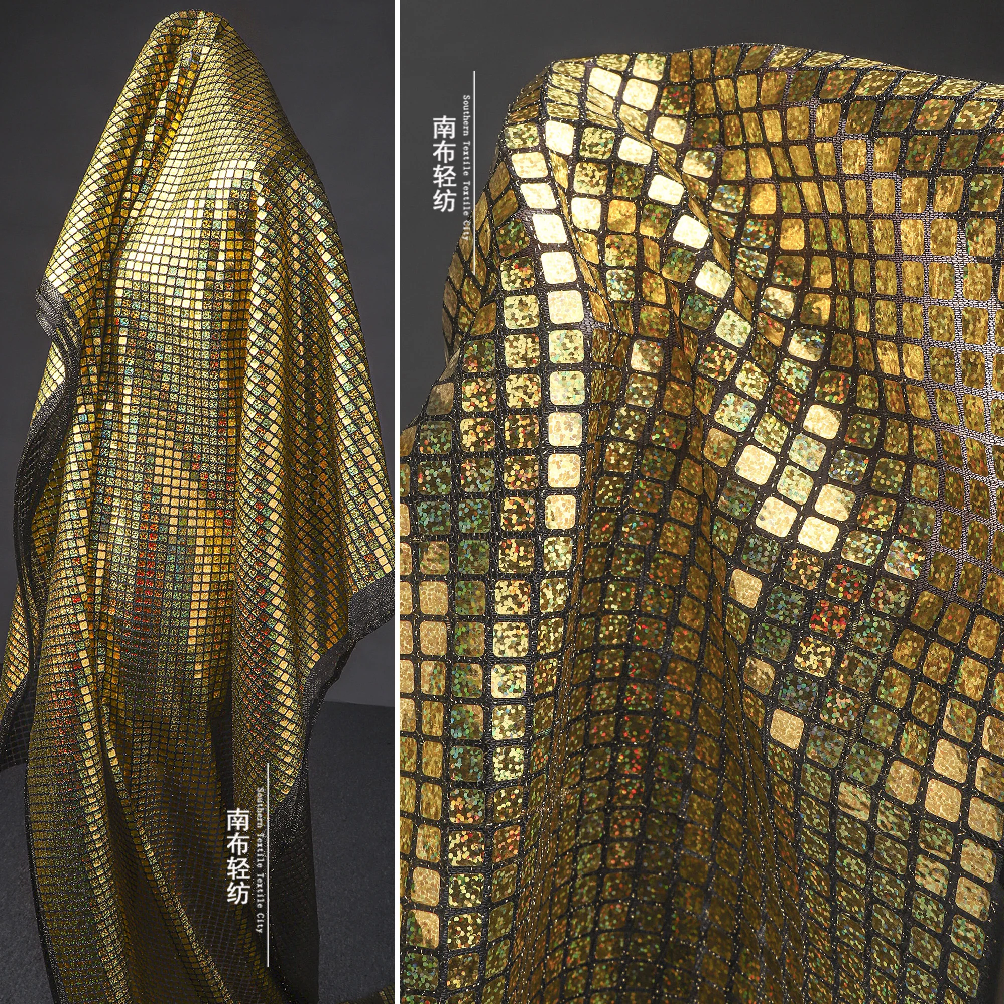 Золотые квадраты зеркальные блестки Марля хайлайтер отражающий фон для