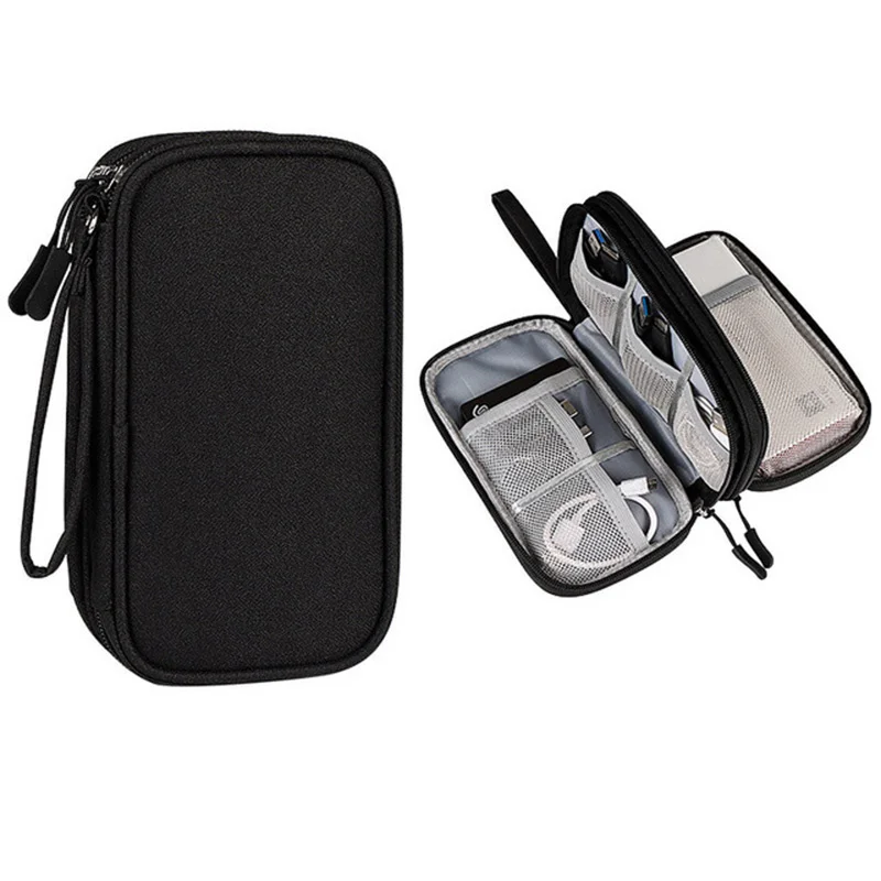 

Cable Storage Bag Wire Portable Travel Accessories Waterproof Multi-function Pencil Case Pouch Double Layers Electronic Home