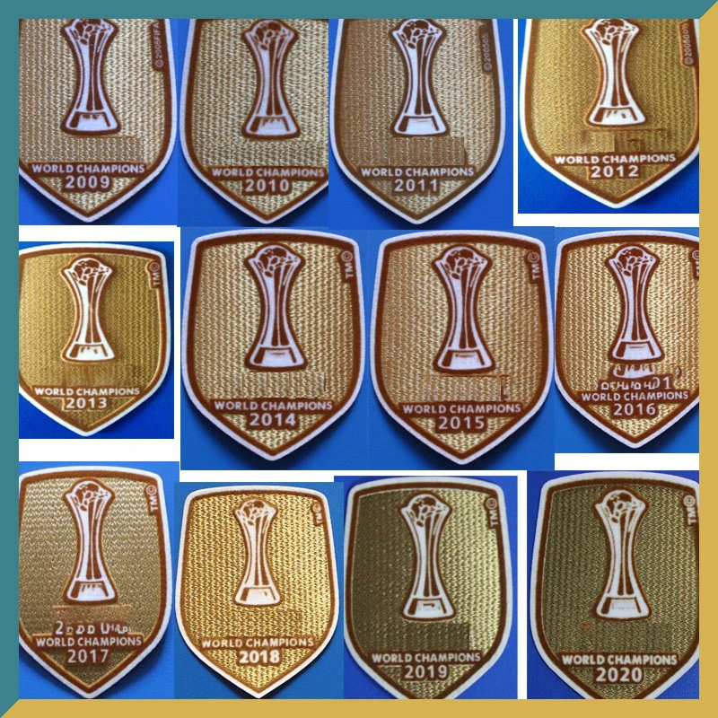 

2009-2022 World Champions Football Badge Patches Heat Transfer Flocking Iron On Soccer Patch