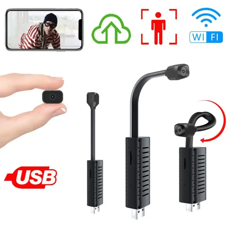 

Новая мини-камера с ночным видением и Wi-Fi, мини-камера IP, USB, SD-карта, облачное хранилище, умное ИИ-Обнаружение человека, видеонаблюдение