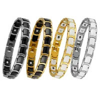 Black White Ceramic Magnetic Bracelet Men Women Stainless Steel Rose Gold Chain Health Energy Bracelets Bangles Charm Jewelry