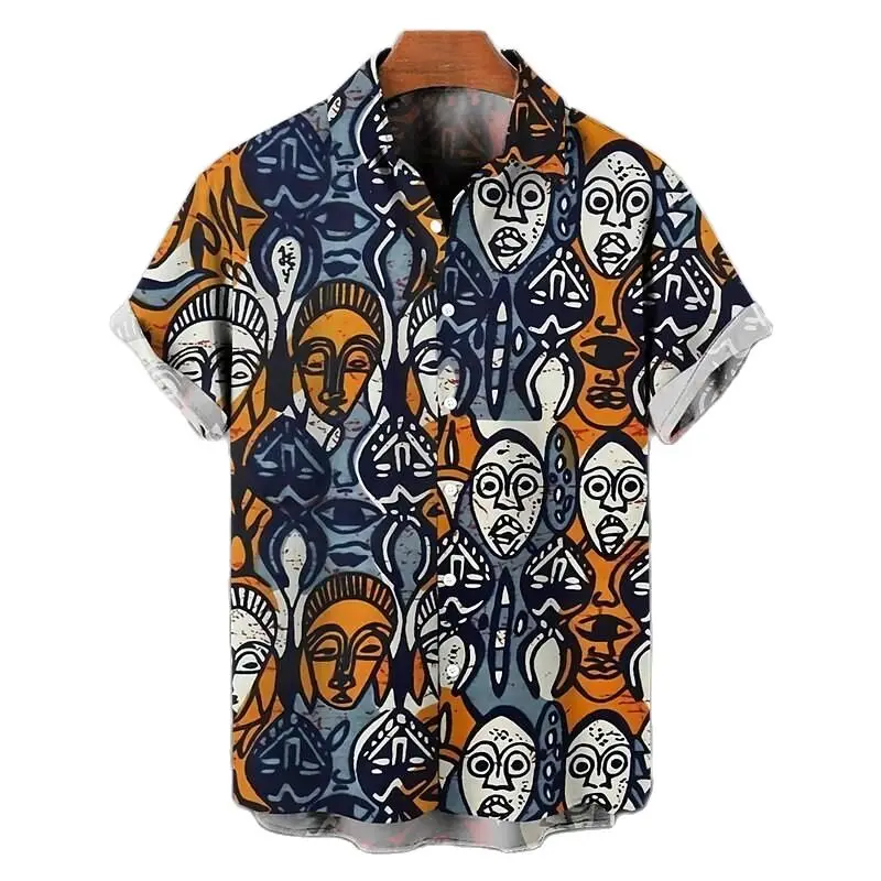 

Skull Men's Shirt Funny Print Short Sleeve Hawaiian Shirts For Men Loose Oversized Shirt Tops Men's Clothing Camisa Masculina