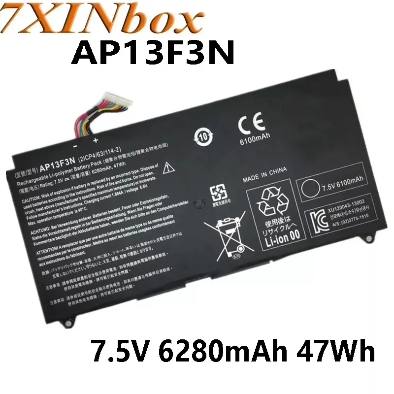 7xinbox AP13F3N 7 5 V 6280mAh 47Wh Аккумулятор для ноутбука Acer Aspire S7-392 серия Ultrabook 2ICP4/63/114-2