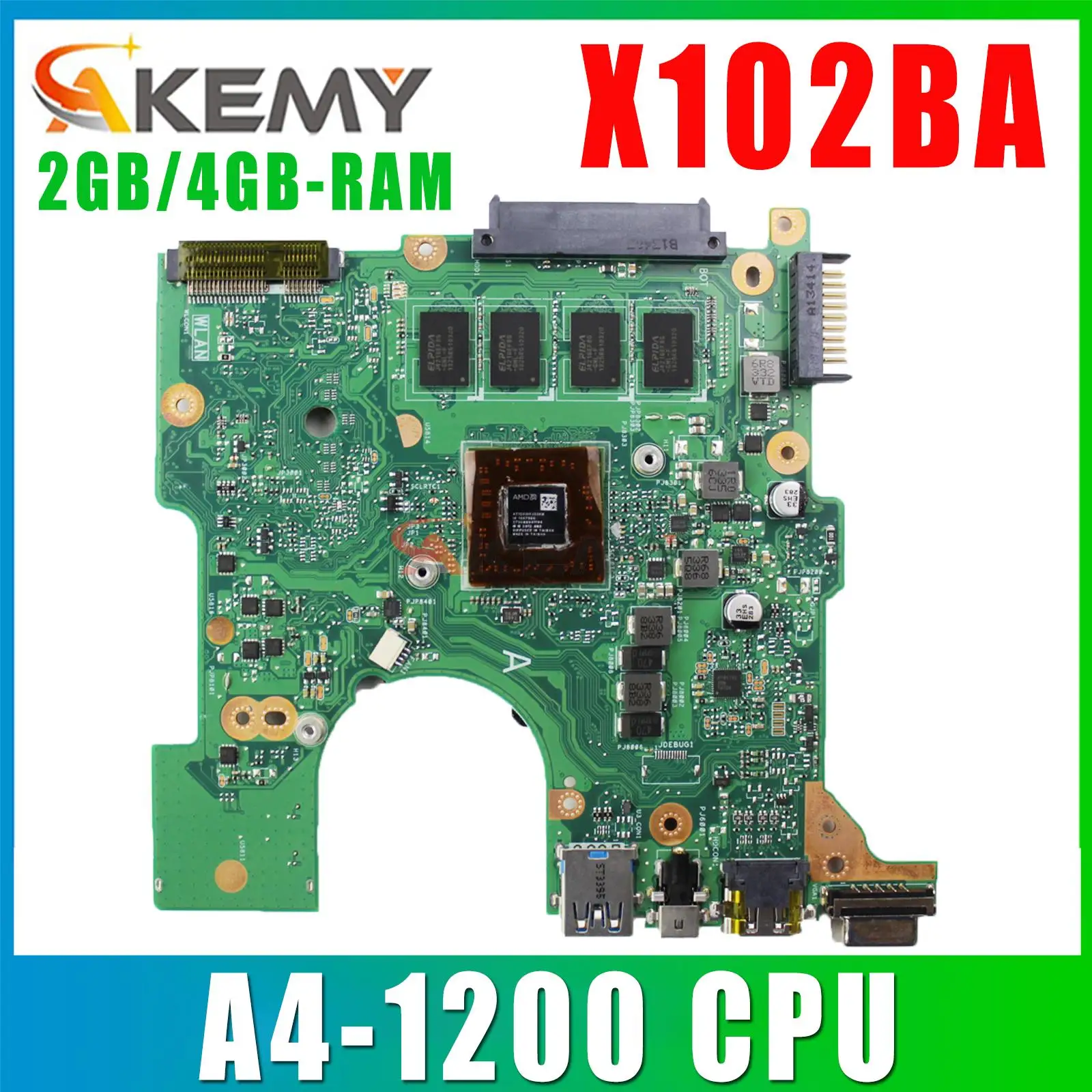 

X102BA Mainboard For ASUS F102B F102BA X102B Laptop Motherboard With A4-1200 2GB/4GB-RAM Maintherboard Test OK