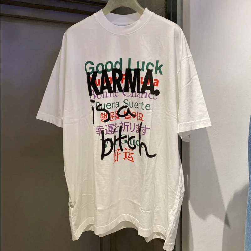 

New Oversized VETEMENTS Tshirts Lucky Colorful Signature Letter Print Embroidered Logo Short Sleeve VTM T-shirts for Men Women