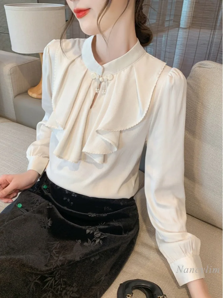 Женская одежда с оборками новинка 2024 Ранняя осень топ уникальным дизайном