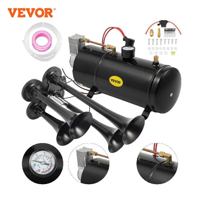 

VEVOR 3 / 4 Trumpets 12V 150DB Loud Air Horn Train Horns Kit Max 150 PSI Working Pressure for Truck Cars SUV Boat Tractor RV ORV