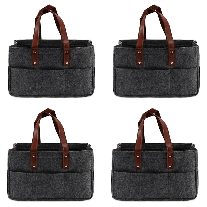 

4X Baby Diaper Caddy Organizer Holder Shower Basket Nursery Storage Bin Car Storage Basket Wipes Toys Tote Bag Dark Grey