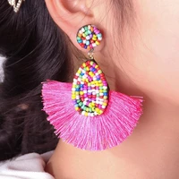 1 pair round moon irregular earring bohemia ear stud lightweight decorative fan shaped dangle earrings for party