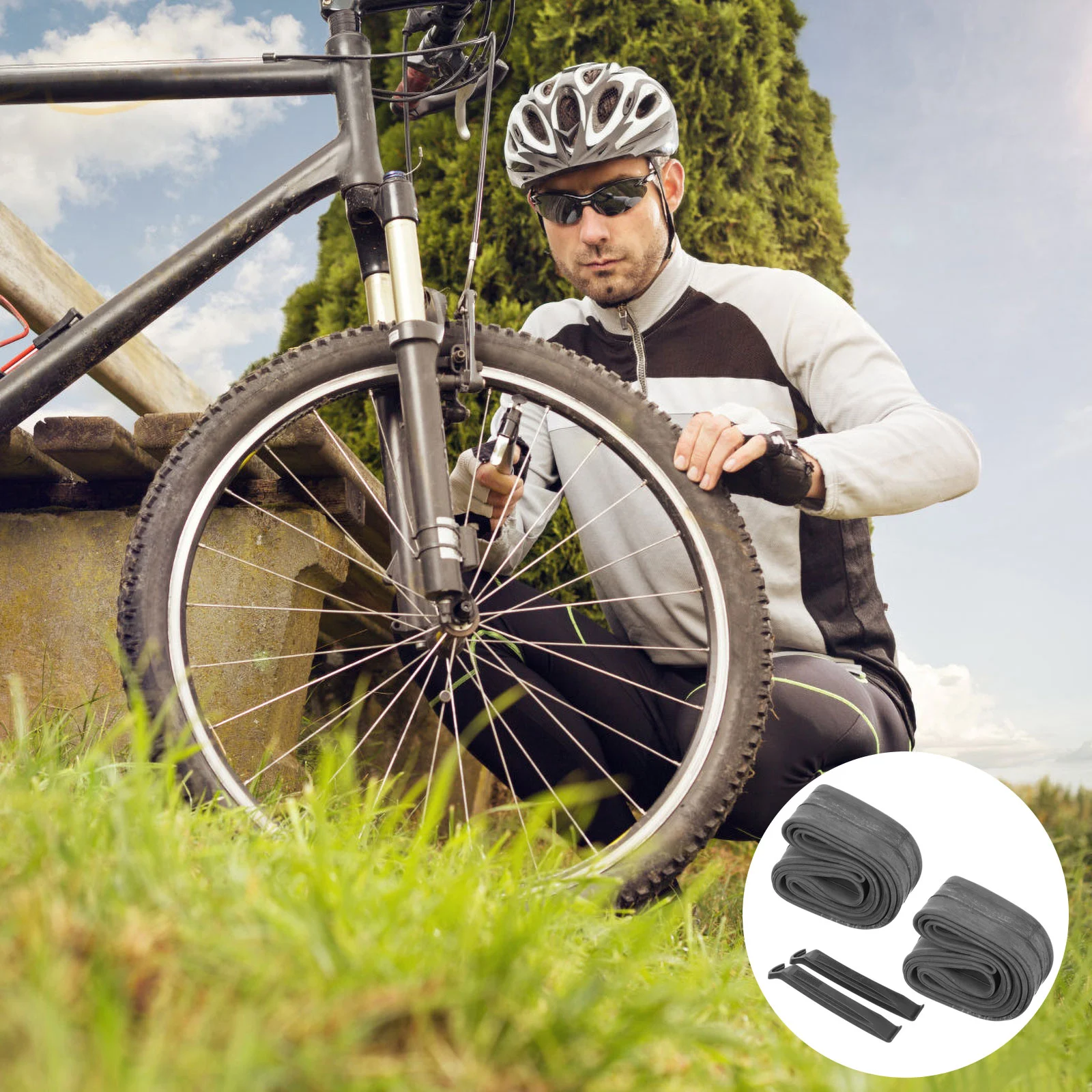 

2 Pcs Bike Inner Tubes Kit MTB Tire Repairing Tool Bike Pry Bars Supply