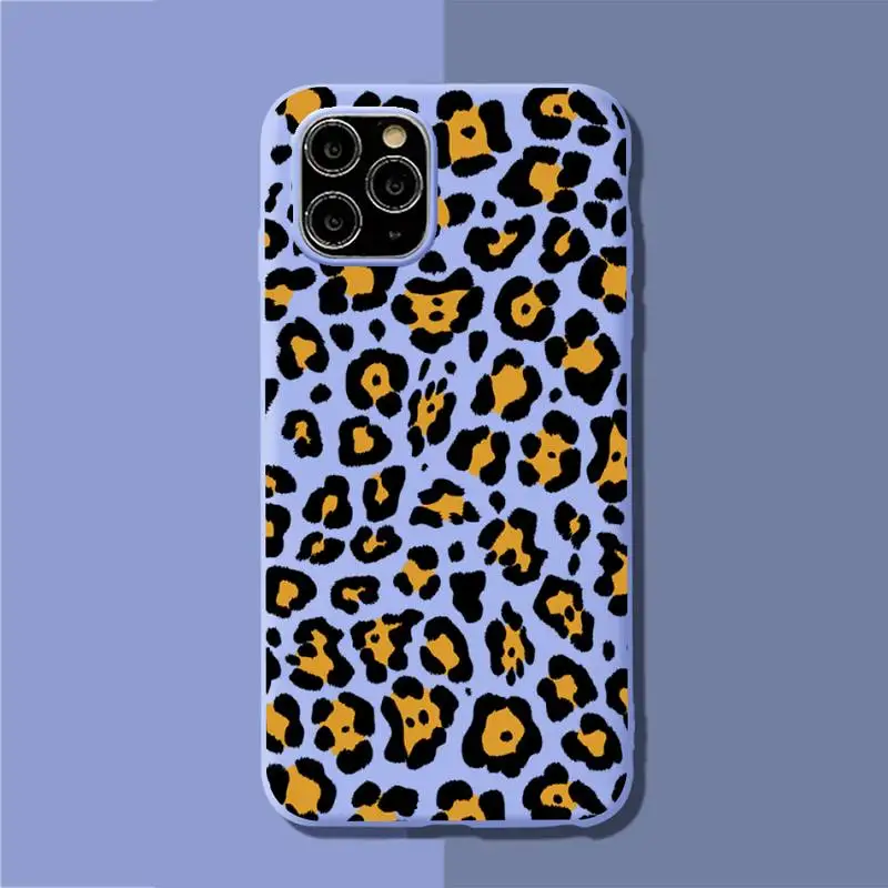 

Leopard Print Phone Case for iPhone 11 12 13 Mini Pro Xs Max 8 7 6 6S Plus X XR Solid Candy Color Case