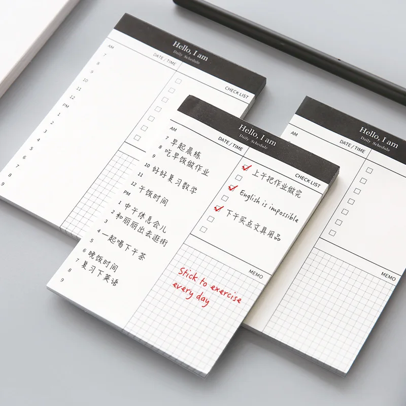

Mini Daily Planner Notebook Check List Notepad Sticky notes 12.4 X 8.5 cm 50 Sheets Office school supplies Agenda stationery