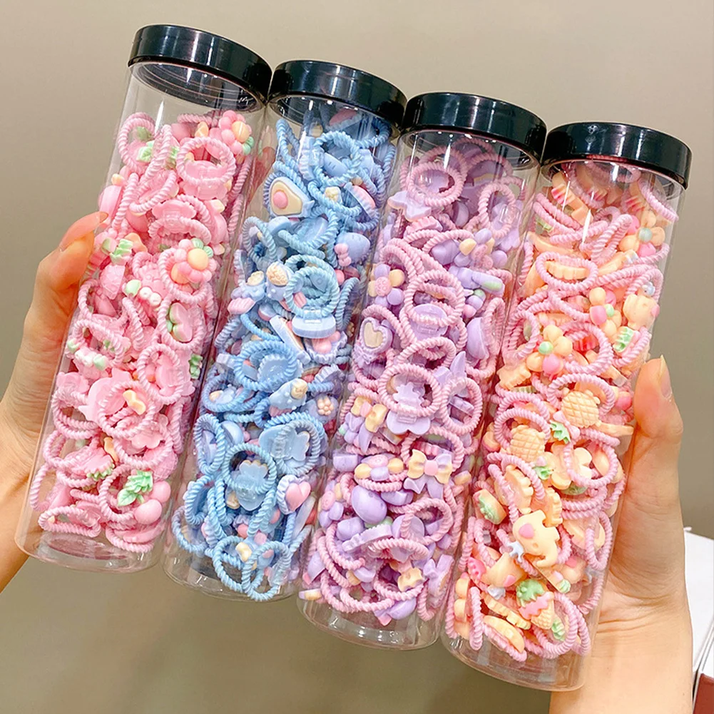 

Small 20Pcs Fashion Children Elastic Hair Bands No Harm To Hair Cartoon Flower Ponytail Holder Kids Girl Hair Accessories