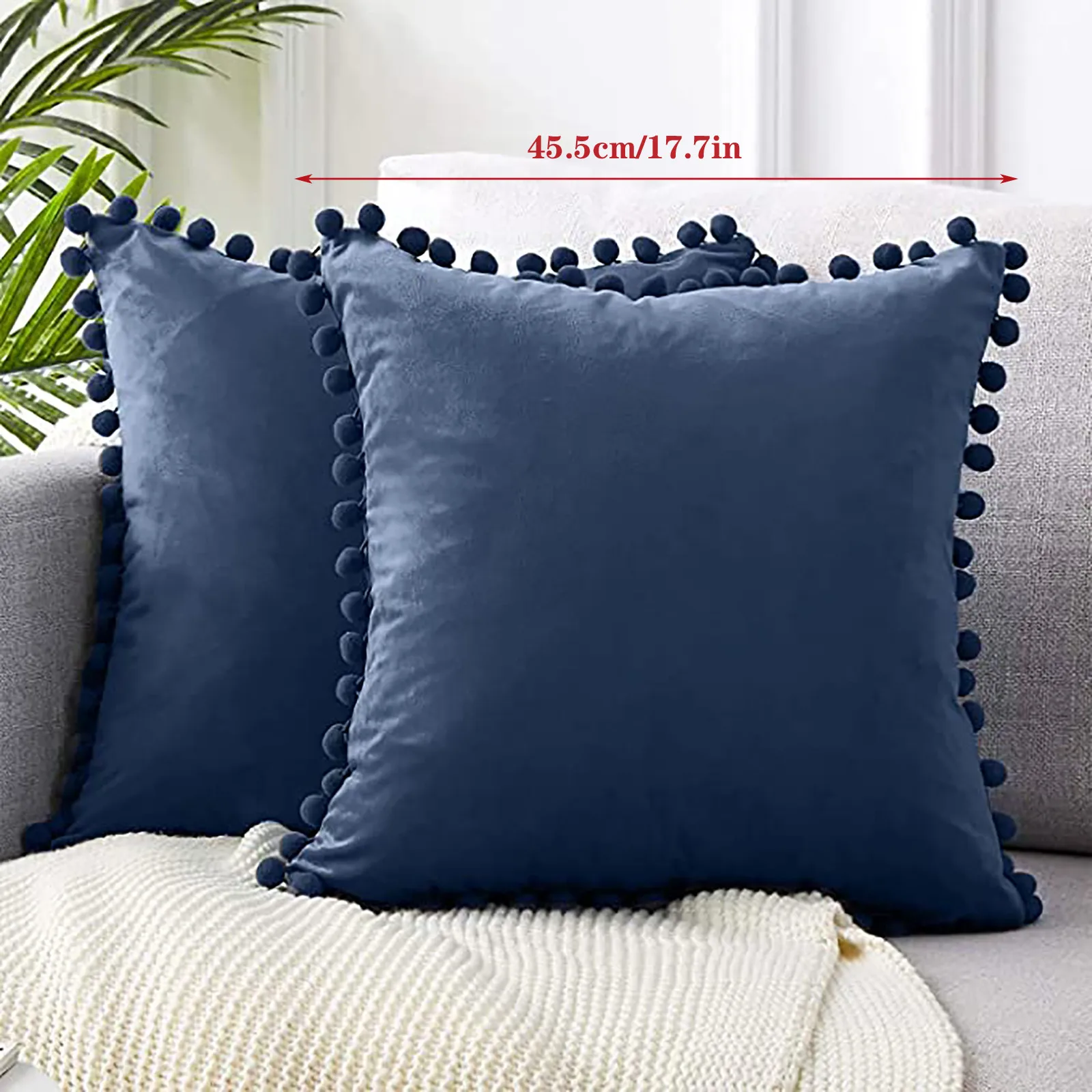 

Soft Velvet Cushion Cover Decor Throw Pillow Case Solid Color Luxury Home Decor Living Room Sofa Seat Ball Tassel Shaggy Pillow