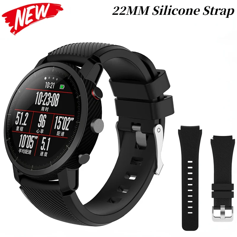 

Ремешок силиконовый для Amazfit GTR/Stratos Huawei Watch 3/GT3-2 Pro, спортивный браслет для Samsung Watch 3/Gear S3 Frontier, 22 мм