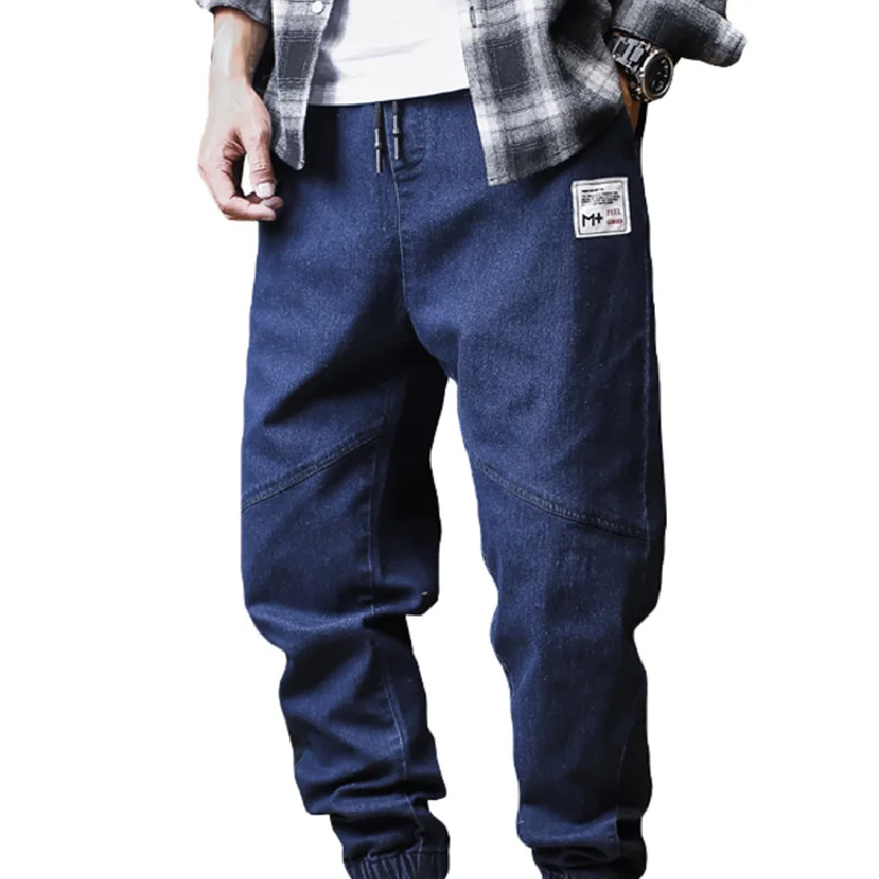 2023 New Plus Size Jeans Men's Loose Jogging Street Wear Casual Fashion Pants Knee Length Denim Pants Street Wear