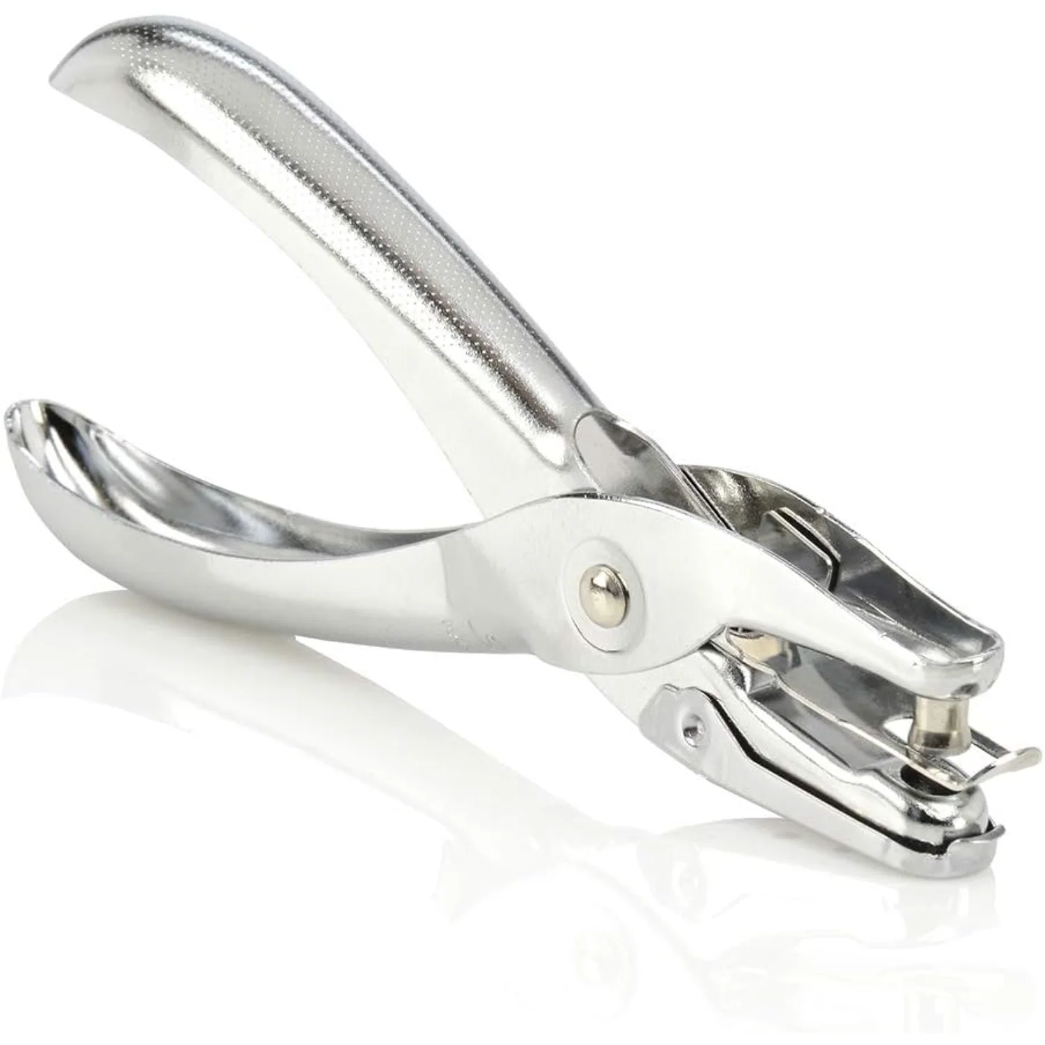 Дырокол с 1 отверстием емкостью 5 листов бумага одним хром (74005)