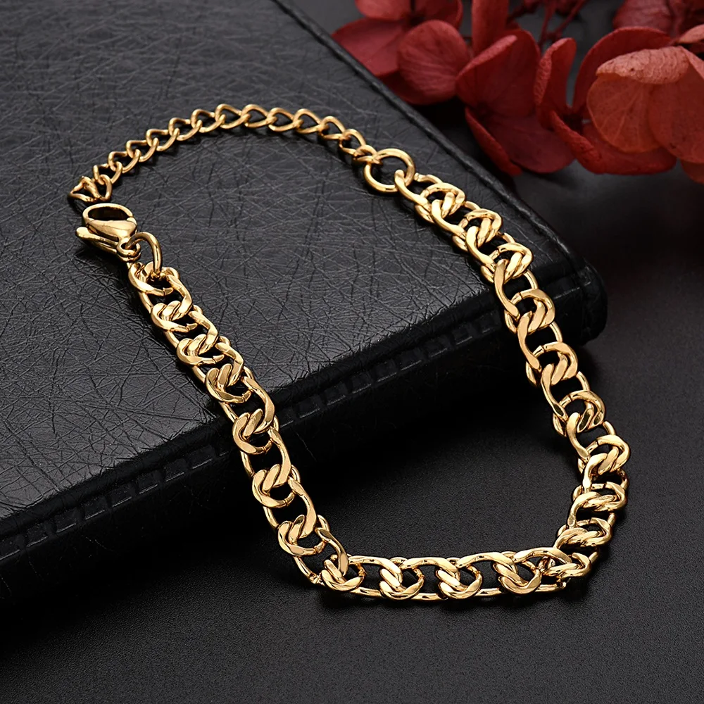 Цепочка из 18-каратного золота с шармами для мужчин и женщин браслеты свадьбы