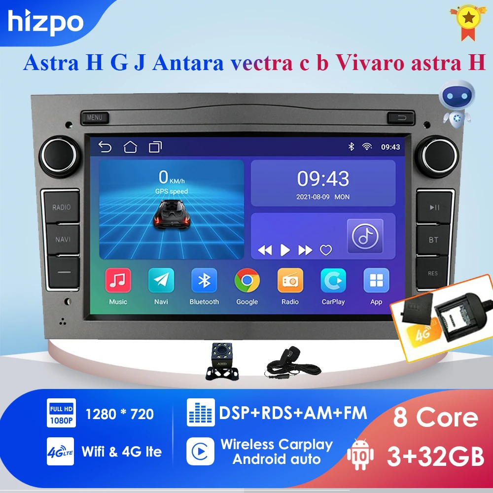 $114.48 4G WIFI 2 Din Android 10 Car NODVD GPS Navigation radio for Opel Astra H G J Antara vectra c b Vivaro astra H corsa c d zafira b