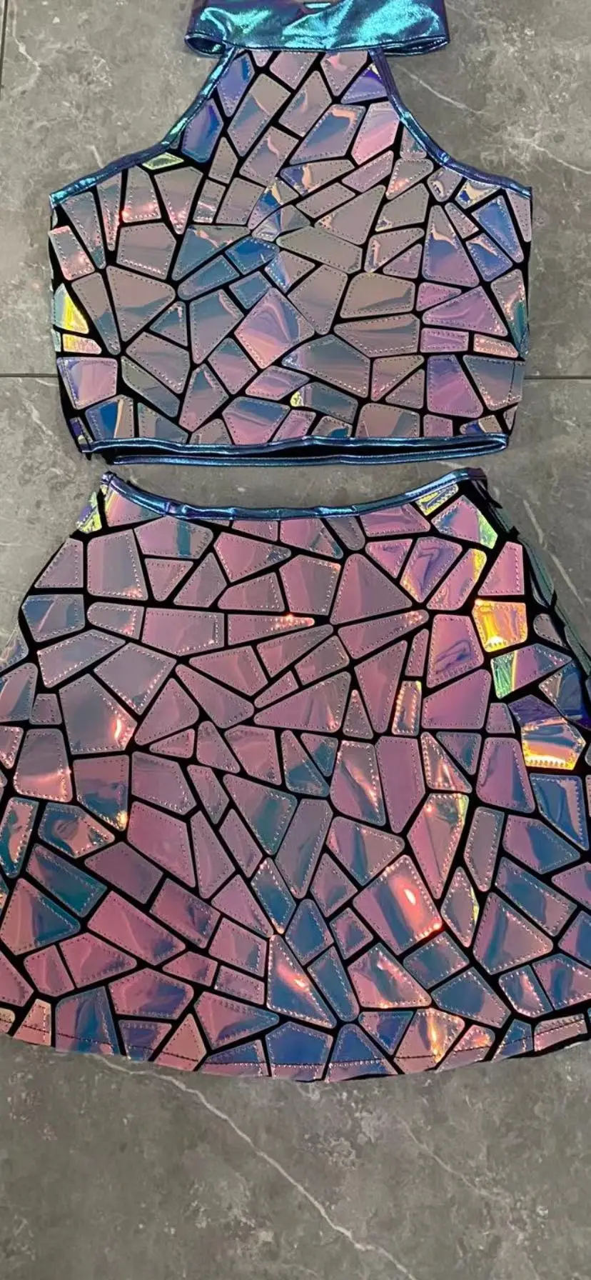 Женские топы и юбка с лазерным рисунком 2 предмета