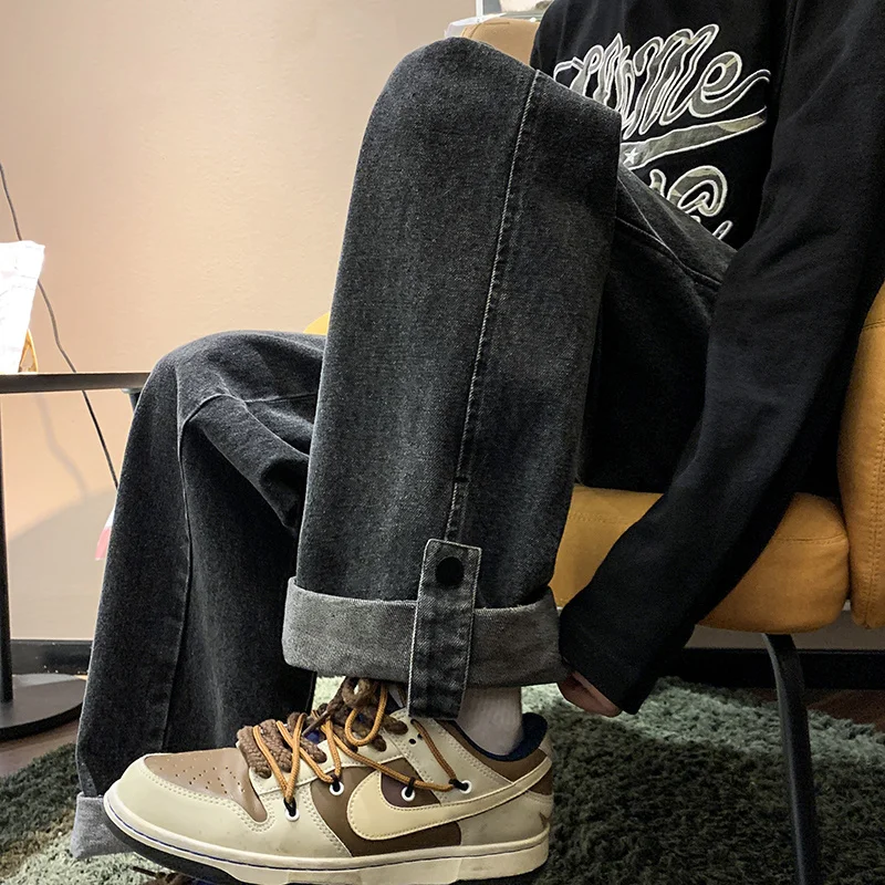 Blue Black Baggy Jeans Men Fashion Retro Straight Jeans Men Streetwear Hip-hop Loose Denim Pants Mens Trousers Large Size M-5XL