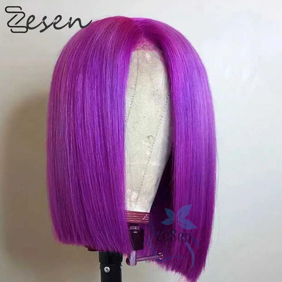 

Purple Short Straight Bob Lace Front Wig Synthetic Wgis For Black Women Purple Cosplay Lolita Natural Lace Frontal Hair Wig
