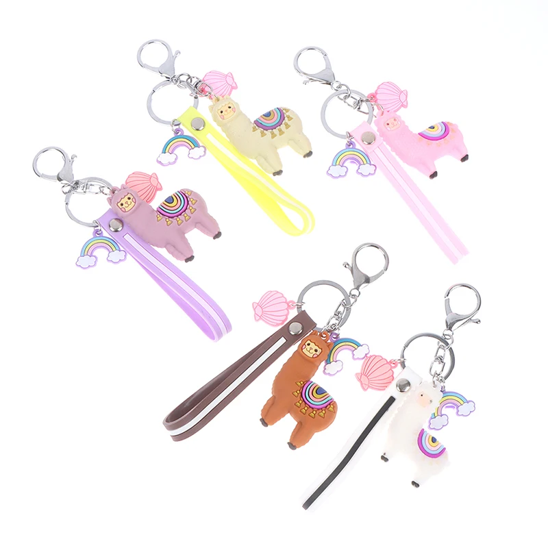 

1Pc Cartoon Alpaca Keychain Rainbow Shell Alpaca Keyring Phone Bag Pendant Fashion/Creative Daily Life Party Travel Anniversary
