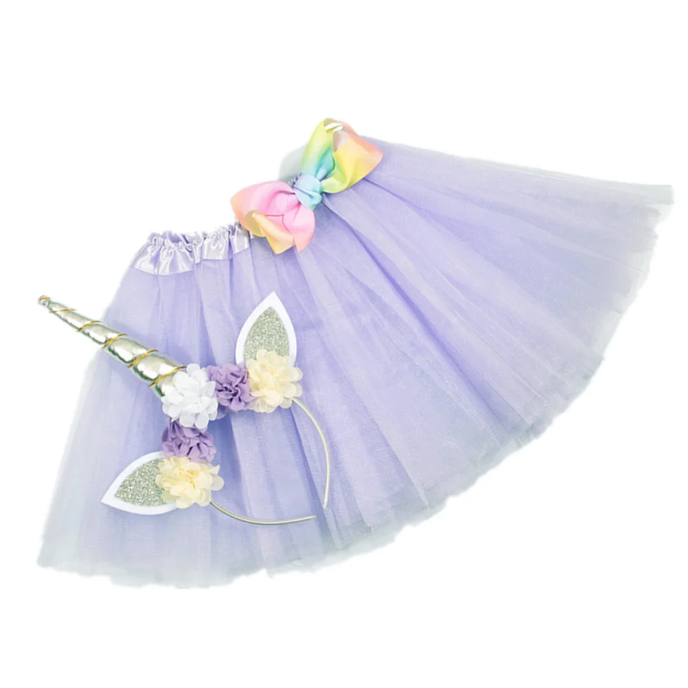 

Scrunchie Set Clothing Girls Fairy Unicorn Headwear Dress Kids Band Tutu Skirt Party Cosplay Outfits Rainbow
