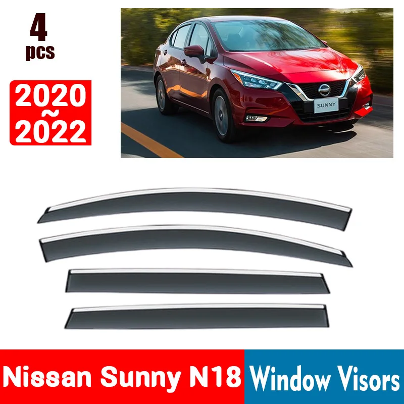 FOR Nissan Sunny N18 2020-2022 Window Visors Rain Guard Windows Rain Cover Deflector Awning Shield Vent Guard Shade Cover Trim