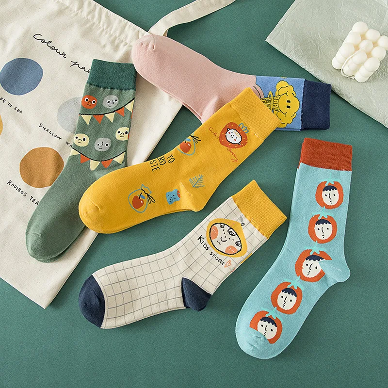 

Street Funny Personality Fashion Cotton Socks Four Seasons Cute Girls Anime Cartoon Character Socks Middle Tube Tide Socks