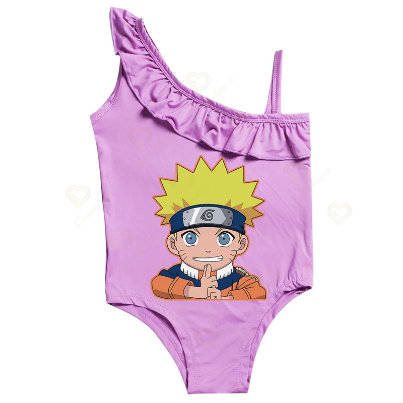 Купи One Shoulder Baby Swimsuit Naruto Swimwear 2022 Bathing Suit Beach Wear Swimsuit Girls Swimwear Sleeveless Bathing Suit за 635 рублей в магазине AliExpress