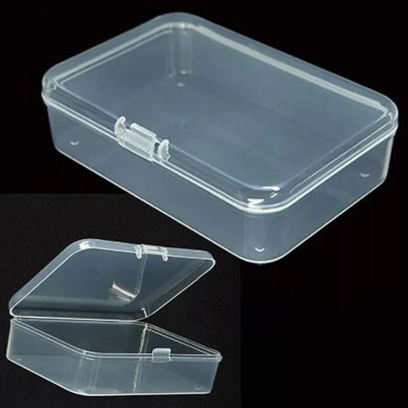 

1Pc Transparent Plastic Storage Box Rectangle Jewelry Coin Card Receiving Box Household Gadgets Organizer Supply Display Case