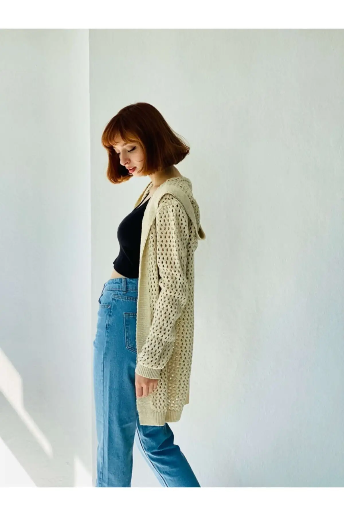 

Женский кардиган, повседневный вязаный кардиган с перфорацией, высококачественный модный свободный свитер, джемпер