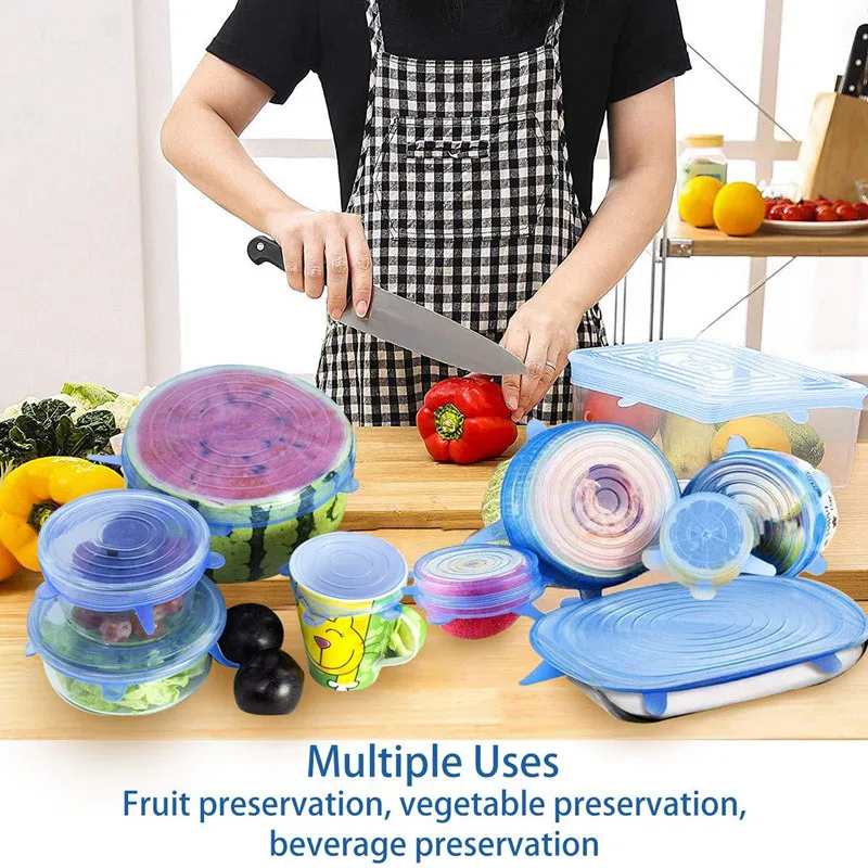 

Reusable Food Packaging Universal Silicone Food Wrap Bowl Pot Lid Silicone Cover Pan Cooking Kitchen Cover Stoppersr