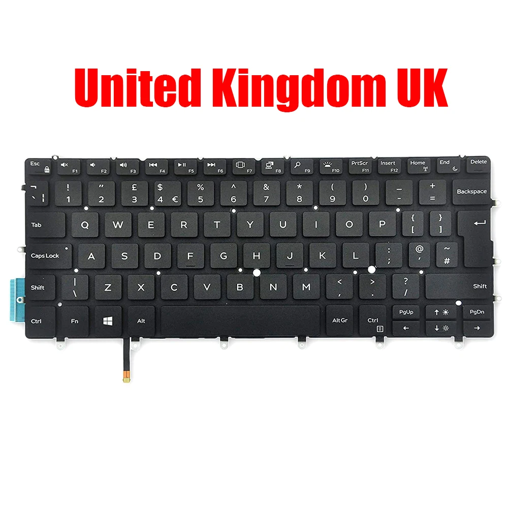 

UK Laptop Keyboard For DELL For XPS 13 9370 9380 9305 7390 082FHM 82FHM United Kingdom With Backlit New