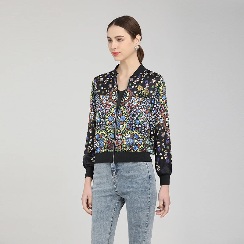 

MIUXIMAO 2022 New Summer Women's Clothing V-Neck Long Sleeve Slim Waist Printing Coat Fashion Elegant Office Style