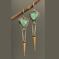luxuri design cone pendant dangle earrings for women bohemian heart long earrings lady indian jewelry green hanging earrings