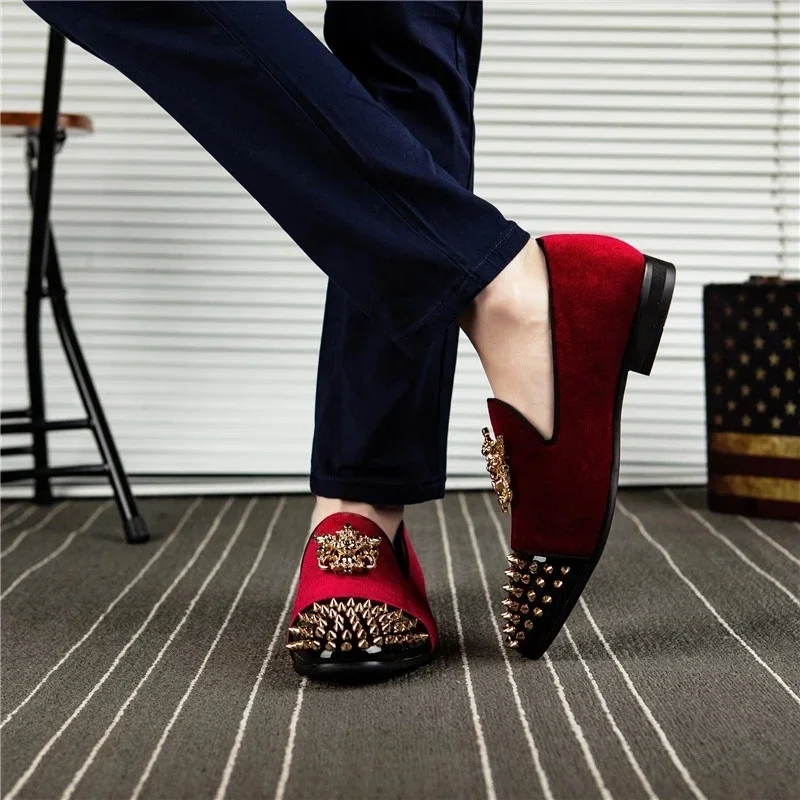 Туфли-оксфорды мужские с шипами роскошные брендовые модные туфли на плоской